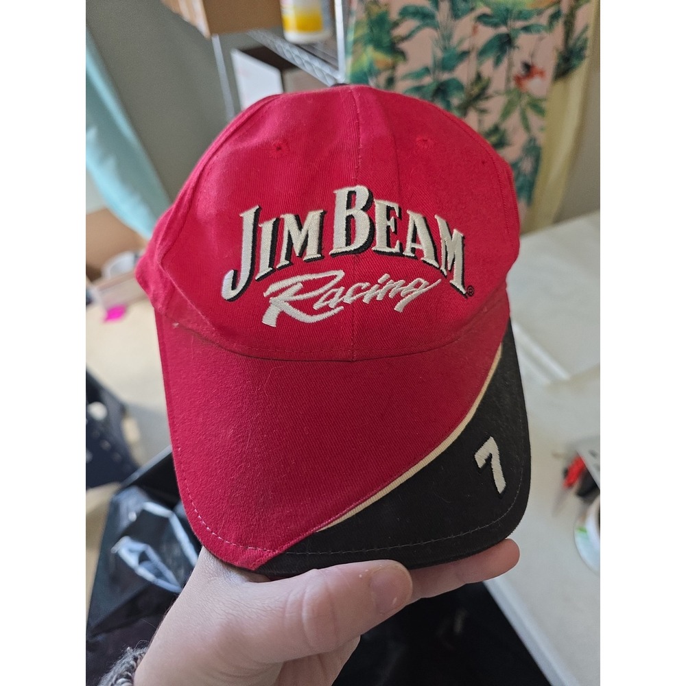 Jim Beam Racing Cap Embroidered Bobby Gordon Motorsports‎ Adjustable Red Black